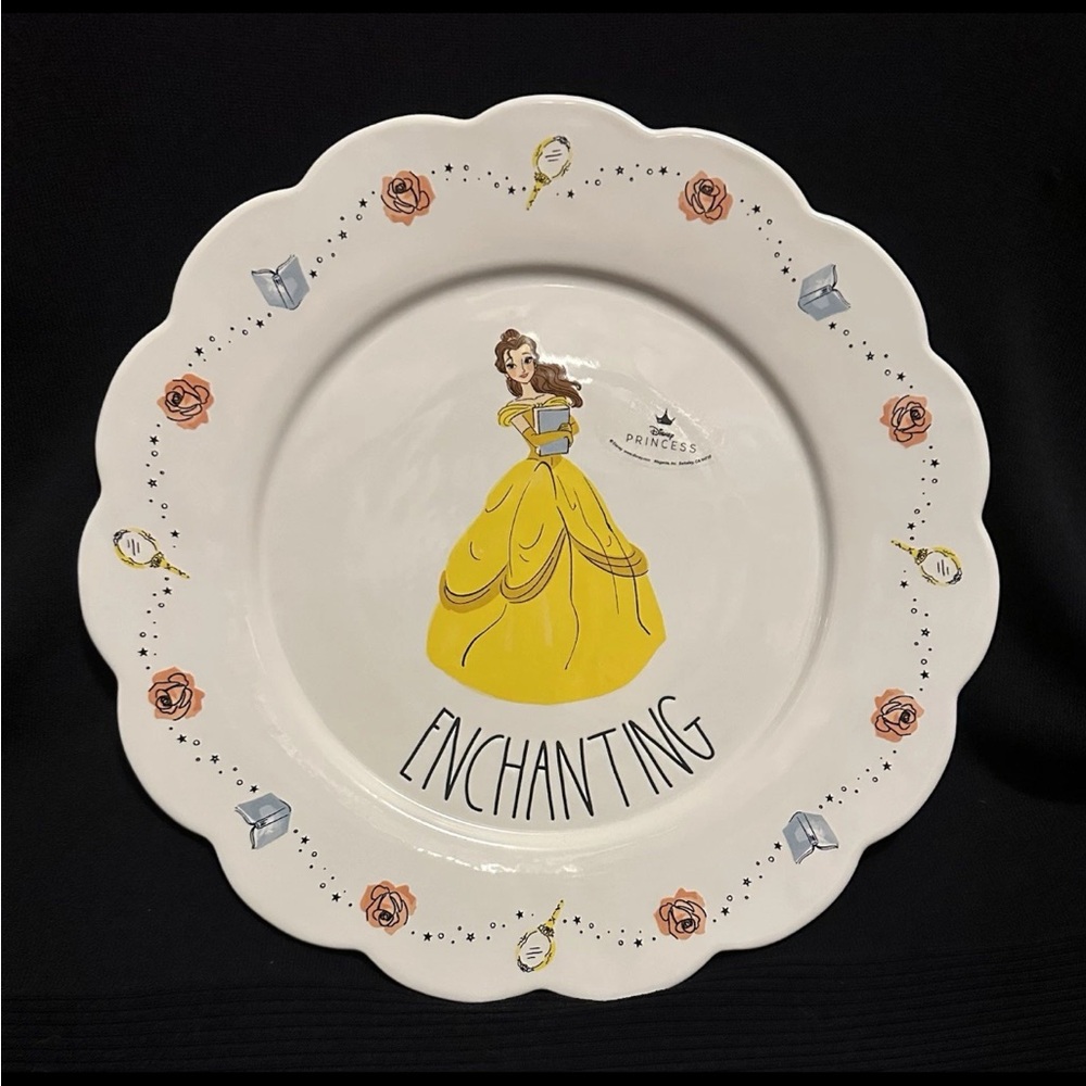 Rae Dunn Disney‎ Princess Belle “Enchanting” Scalloped Plate Brand New